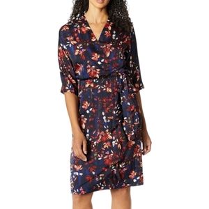 Maggy London Floral Charmeuse Faux Wrap 3/4 Sleeve Dress